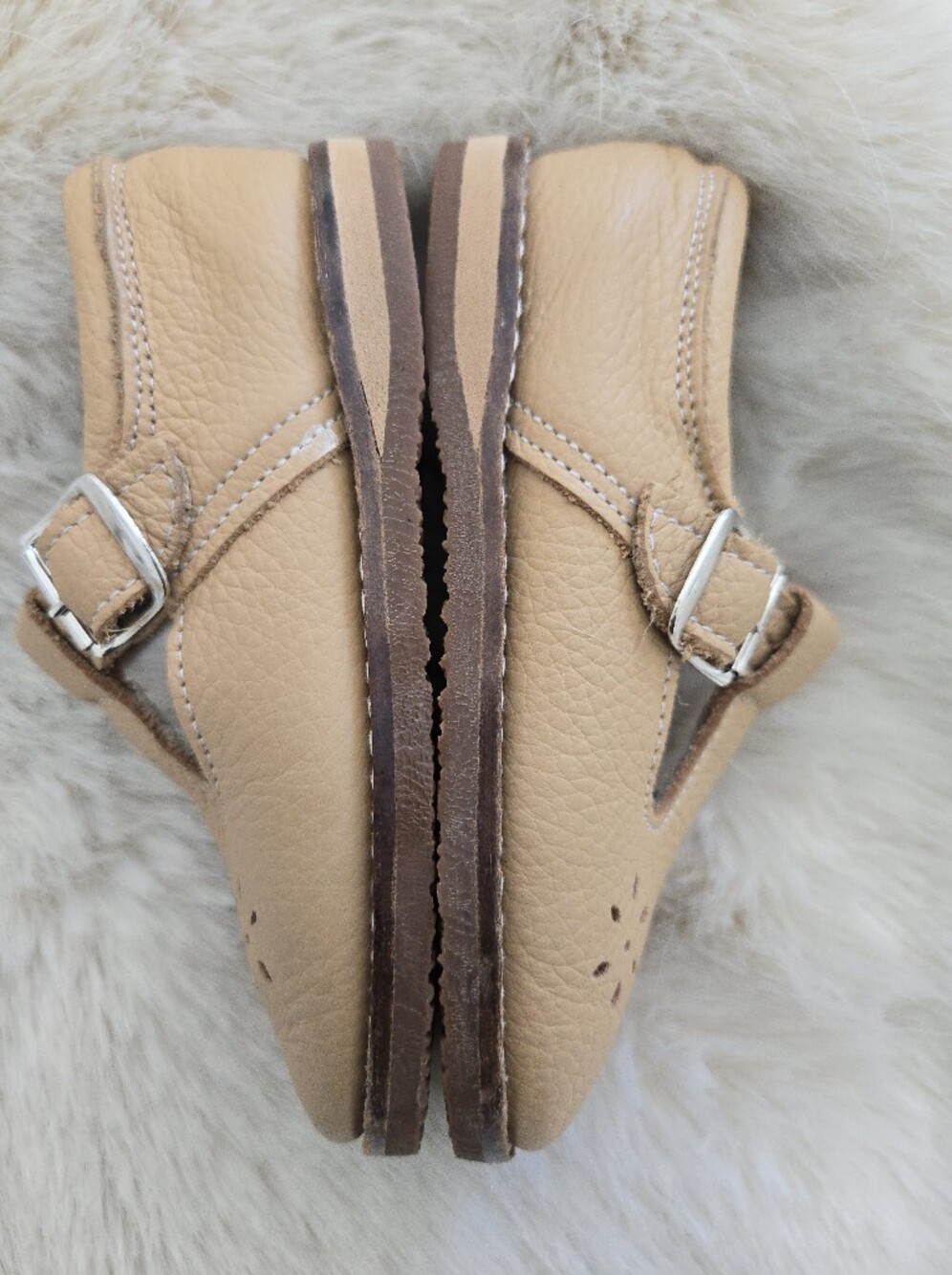 Zimmerman Shoes Flora T-Strap Shoes – Camel Leather | Toddler Size 6 Medium (E) - Picture 5 of 7
